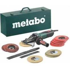 METABO Flachkopf-Winkelschleifer WEVF 10-125 Quick Inox Set (); Stahlblech-Tragkasten