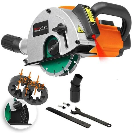 Boudech 1700W Wandschienen-Nutenfräsmaschine Mit Laserführung, 2 Diamantscheiben Und Staubsaugeradapter - Nutfräsmaschine Für Mauerwerk Und Gipskartonplatten Mit 3MT-Kabel 1 Boudech 1700W Wandschienen-Nutenfräsmaschine Mit Laserführung, 2 Diamantscheiben Und Staubsaugeradapter - Nutfräsmaschine Für Mauerwerk Und Gipskartonplatten Mit 3MT-Kabel