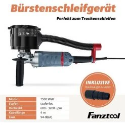 FANZTOOL FANZWORK 1500 Watt Satiniermaschine Schleifmaschine Bürstenschleifgerät Zur Renovierung Von Oberflächen Aller Art, Mit Staubsaugung-Anschluss, Drehzahlregelun (Renovator Set) -Winkelschleifer Verkaufe 30805244 3