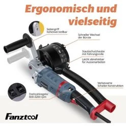 FANZTOOL FANZWORK 1500 Watt Satiniermaschine Schleifmaschine Bürstenschleifgerät Zur Renovierung Von Oberflächen Aller Art, Mit Staubsaugung-Anschluss, Drehzahlregelun (Renovator Set) -Winkelschleifer Verkaufe 30805244 5