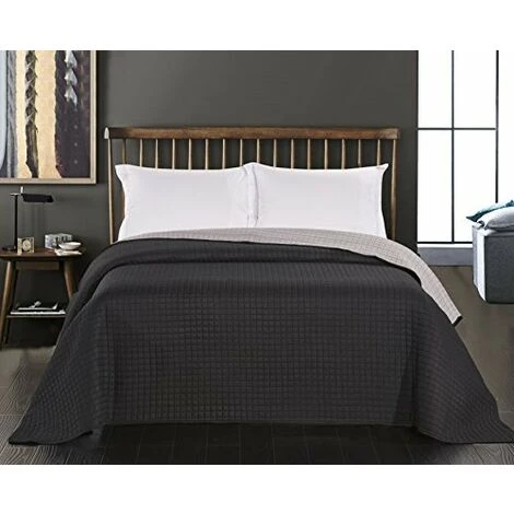 FLHF Tagesdecke Mit Steppung Paul Schwarz + Stahl 170X210 - Schwarz + Stahl 1 FLHF Tagesdecke Mit Steppung Paul Schwarz + Stahl 170X210 - Schwarz + Stahl