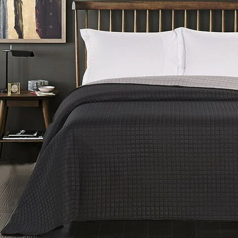 FLHF Tagesdecke Mit Steppung Paul Schwarz + Stahl 170X210 - Schwarz + Stahl 3 FLHF Tagesdecke Mit Steppung Paul Schwarz + Stahl 170X210 - Schwarz + Stahl – Bild 3