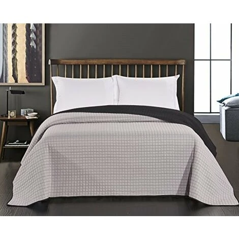 FLHF Tagesdecke Mit Steppung Paul Schwarz + Stahl 170X210 - Schwarz + Stahl 4 FLHF Tagesdecke Mit Steppung Paul Schwarz + Stahl 170X210 - Schwarz + Stahl – Bild 4