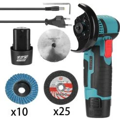 HAPPYSHOPPING Multifunktionsschleifer Elektrischer Haushalts-Winkelschleifer Kleiner Handschleifer, Trenn-, Polier- Und Schleifwerkzeug Zwei Elektrische Und Ein Ladegerät, Deluxe-Version, 220V EU