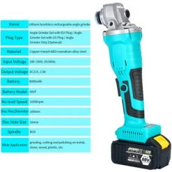 HAPPYSHOPPING Lithium Elektrischer Bürstenloser Wiederaufladbarer Winkelschleifer Elektrischer Winkelschleifer Haushaltspoliermaschine Winkelschleifer Multifunktionale Schleif- Und Schneidemaschine,Winkelschleifer Set Mit EU-Stecker -Winkelschleifer Verkaufe 37038094 4