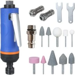 HAPPYSHOPPING 1/4 Zoll High Speed ​​Air Grinder 20000RPM Mini Air Die Grinder Kit Pneumatische Werkzeuge Set Polierschleifer Poliermaschine Graviermühle Luftmühle,20000rpm - EU, Blau