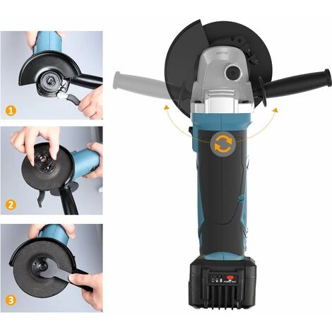 WESCOTOOLS Akku Winkelschleifer, WESCO 18V 4.0Ah Winkelschleifer, Leerlaufdrehzahl: 8800 Min-1, Scheiben-Ø: 115 Mm Mit Zusatzgriff Und 3 Stück Scheiben WS2941.1 2 WESCOTOOLS Akku Winkelschleifer, WESCO 18V 4.0Ah Winkelschleifer, Leerlaufdrehzahl: 8800 Min-1, Scheiben-Ø: 115 Mm Mit Zusatzgriff Und 3 Stück Scheiben WS2941.1 – Bild 2