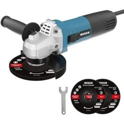 Winkelschleifer, WESCO 750W Professional Trennschleifer Mit 3x Scheiben-Ø: 115 Mm Für Schleifen, 11000min-1 Mit Zusatzhandgriff Und Schutzhaube, Ideal Zum Schleifen Und Schneiden/WS4751.2
