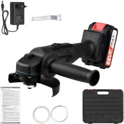 HAPPYSHOPPING Lithium-Batterie-Winkelschleifer Tragbare Batteriebetriebene Elektrische Schleifmaschine Mit Lithium-Ionen-Akku Und Ladegerät 2-Positionen-Griff Metall Holz Schneiden Schleifen Polieren,EU & 1pcs 2000mAh-Akku -Winkelschleifer Verkaufe 47884120 4