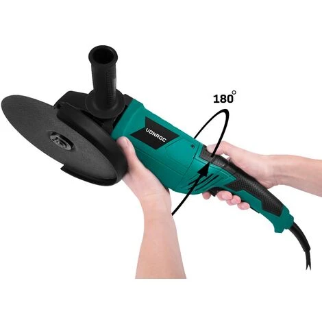 VONROC Winkelschleifer 2400W - 230mm - Sanftanlauf - Drehbarer Griff - Inkl. Zusatzhandgriff Und 3m Gummikabel 2 VONROC Winkelschleifer 2400W - 230mm - Sanftanlauf - Drehbarer Griff - Inkl. Zusatzhandgriff Und 3m Gummikabel – Bild 2