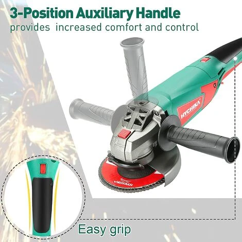 Winkelschleifer 1200W, HYCHIKA 3000-10000RPM Mit 6 Geschwindigkeiten, 5pcs 125mm Schleifscheiben 4 Winkelschleifer 1200W, HYCHIKA 3000-10000RPM Mit 6 Geschwindigkeiten, 5pcs 125mm Schleifscheiben – Bild 4