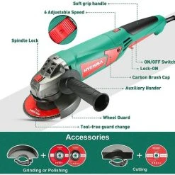 Winkelschleifer 1200W, HYCHIKA 3000-10000RPM Mit 6 Geschwindigkeiten, 5pcs 125mm Schleifscheiben 9 Winkelschleifer 1200W, HYCHIKA 3000-10000RPM Mit 6 Geschwindigkeiten, 5pcs 125mm Schleifscheiben -Winkelschleifer Verkaufe 50056376 5