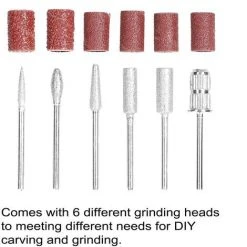 HAPPYSHOPPING USB-Netzteile Hand-Mini-Elektroschleifer Nagelgelatum-Entfernungswerkzeug Maniküre-Maschinengeschwindigkeit Einstellbares Schleif-Rotationswerkzeug-Kit Mit 6 Schleifköpfen,Navy Blau - Navy Blau -Winkelschleifer Verkaufe 52165038 4
