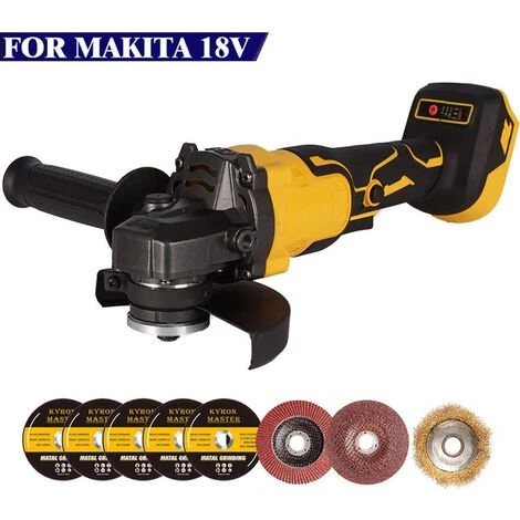 Winkelschleifer 125 Mm 1280W - Bürstenloser Akku-Winkelschleifer - Für Makita 18V - Gelb Mit 8 Zubehörteilen - ONEVAN 1 Winkelschleifer 125 Mm 1280W - Bürstenloser Akku-Winkelschleifer - Für Makita 18V - Gelb Mit 8 Zubehörteilen - ONEVAN