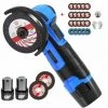 Mini Elektro-Winkelschleifer 500W 12V Akku Mini Winkelschleifer 19500RPM - Blau Mit 2*Batterien Und 2+15 Scheiben 5*Lamellen - ONEVAN