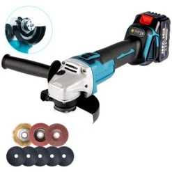 Akku-Winkelschleifer Bürstenloser 800W Ø125mm Mit 8 Sägeblätter ONEVAN Kabelloses Bürstenloses Elektrowerkzeug Blau Für Makita 18V Akku