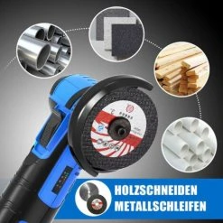 Mini Elektro-Winkelschleifer Akku Mini Winkelschleifer 500W 12V 19500RPM - Blau Mit 2*Batterien Und 2+15 Scheiben - ONEVAN -Winkelschleifer Verkaufe 54641164 4