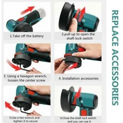 ONEVAN Mini Winkelschleifer 12V Akku-Winkelschleifer 19500 U/min Schleifen Metallschneiden Holz Ohne Bürste Ohne Kabel - Mit 2*Akku + 1*Tasche + 2*Diskette -Winkelschleifer Verkaufe 57487232 3