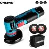Mini Winkelschleifer 12V Akku-Winkelschleifer 19500 U/min Schleifen Metallschneiden Holz Ohne Bürste Ohne Kabel ONEVAN - Mit 2*Akku + 1*Tasche + 2*Diskette