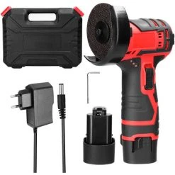 HAPPYSHOPPING 19500 U / Min Winkelschleifer Bürstenloser Motor Elektrisches Schleifwerkzeug Multifunktionsschneider Zum Schneiden Polieren Von Keramikfliesen Holz Stein Stahl,EU -Stecker 2PCS -Batterien, Mehrfarbig