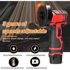 HAPPYSHOPPING 19500 U / Min Winkelschleifer Bürstenloser Motor Elektrisches Schleifwerkzeug Multifunktionsschneider Zum Schneiden Polieren Von Keramikfliesen Holz Stein Stahl,EU -Stecker 2PCS -Batterien, Mehrfarbig -Winkelschleifer Verkaufe 57793237 4