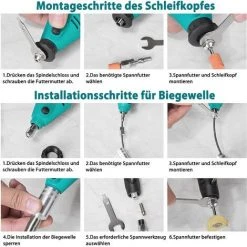 UISEBRT 226-tlg Mini-Winkelschleifer Set - Multifunktionswerkzeug Mit Flexiblem Schaft (226-tlg) -Winkelschleifer Verkaufe 60300010 5