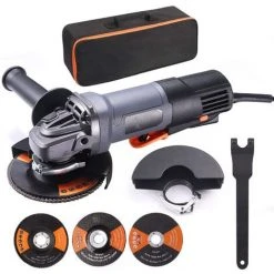 TACKLIFE P3AG125 Winkelschleifer 1300 W, 125 Mm Und 12000 U/min Werkzeug Mit Kugelschalter, 3 Schleif-/Polier-/Trennscheiben, 2 Radschutzabdeckungen, 1 Tragbare Tasche