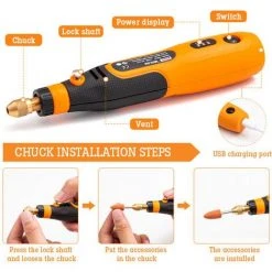 HAPPYSHOPPING 3.6V Elektroschleifer Set USB Wiederaufladbarer Schleifstift Mini Tragbarer Elektrobohrer Stift 3-Gang Mit Mehreren Aufsätzen Zum Schnitzen Schleifen Gravieren Bohren, 32 Stück -Winkelschleifer Verkaufe 61367996 5