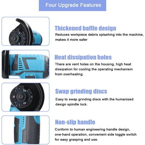 ASUPERMALL 19500 U/min-Akku-Winkelschleifer-Staubgeschützter Elektroschleifer-Bürstenloser Motor-Zwei Elektrische Komponenten Und Eine Ladung-Mit Zwei Trennscheiben 5 ASUPERMALL 19500 U/min-Akku-Winkelschleifer-Staubgeschützter Elektroschleifer-Bürstenloser Motor-Zwei Elektrische Komponenten Und Eine Ladung-Mit Zwei Trennscheiben – Bild 5