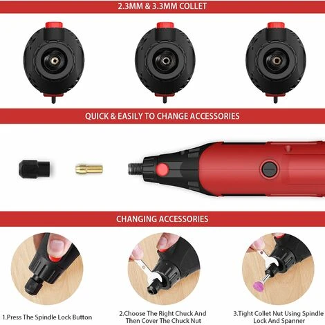LIFCAUSAL AC Ratory Tool Kit Elektroschleifer 6 Variable Geschwindigkeiten 8000–35000 U/min 170 W Zum Polieren, Schnitzen Und Formen Mit Tragetasche 2 LIFCAUSAL AC Ratory Tool Kit Elektroschleifer 6 Variable Geschwindigkeiten 8000–35000 U/min 170 W Zum Polieren, Schnitzen Und Formen Mit Tragetasche – Bild 2