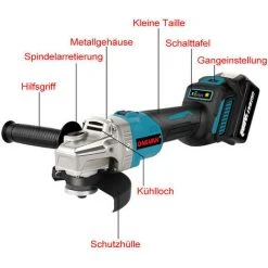 ONEVAN Winkelschleifer - 2000W 125MM 6-Gang Bürstenloser Elektro-Winkelschleifer Mit Lithium-Ionen Akku Passend Für Makita 18V Akku - Mit 2 Akkus -Winkelschleifer Verkaufe 64520583 3