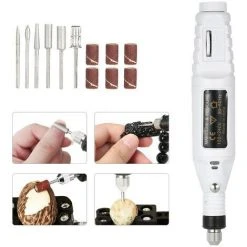 SUPERSELLER 14 Stück 100V-240V Drehzahlregelung Mini-Elektroschleifer Set Elektrobohrer Polieren Jade Schnitzmaschine Kleine Holzschnitzerei Gravierstift Europäischen Standard Weiß 239 -Winkelschleifer Verkaufe 64683569 3