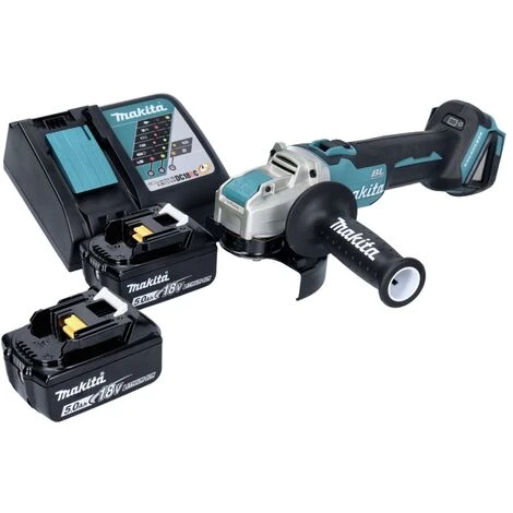 Makita DGA 521 RTX1 Akku Winkelschleifer 18 V 125 Mm X-LOCK Brushless + 2x Akku 5,0 Ah + Ladegerät 2 Makita DGA 521 RTX1 Akku Winkelschleifer 18 V 125 Mm X-LOCK Brushless + 2x Akku 5,0 Ah + Ladegerät – Bild 2