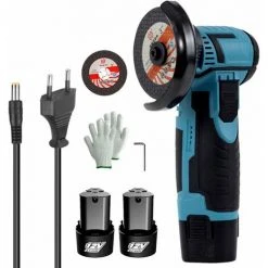 LIFCAUSAL Elektrisches Schleifwerkzeug Mit 19500 U/min, Multifunktional, Mini-Grinder, Handschneider Zum Schneiden, Polieren, Keramikfliesen, Holz, Stein, Stahl (mehrfarbig, 2 Batterien, EU-Stecker)