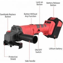 LIFCAUSAL Akkubetriebener Elektro-Winkelschleifer-Werkzeugsatz Tragbare Bürstenlose Schleifmaschine Mit Lithium-Batterie Wiederaufladbares 21-V-Akku-Lithium-Handschleifer-Werkzeug 9000 U / Min 3-Gang-Einstellung Mit Scheiben (EU-Stecker 2er-Pack Batterie) -Winkelschleifer Verkaufe 67021641 3