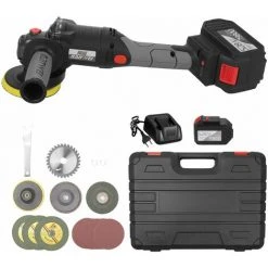 LIFCAUSAL 21 V Bürstenloser Winkelschleifer Werkzeugkopfwinkel 180-Grad-Drehung Akku-Power Grinder 100 Mm Variable Geschwindigkeit 6,0 Ah Lithium-Ionen-Elektro-Akku-Schleif-Schneide-Poliermaschine Metallschneider Mit -EU-Stecker 528TV (6,0 Ah) Akku 2St