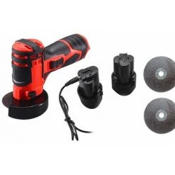 LIFCAUSAL Mini-Winkelschleifer, 19500 U/min, Elektrisches Schleifwerkzeug, Multifunktionaler Schneider Zum Schneiden, Polieren, Keramikfliesen, Holz, Stein, Stahlbürstenmotor (Mehrfarbig-EU-Stecker, 2 Batterien)