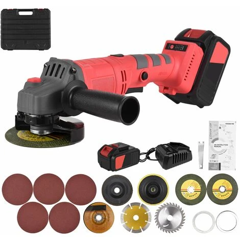 LIFCAUSAL Akkubetriebener Elektro-Winkelschleifer-Werkzeugsatz, Tragbare Lithiumbatterie, Bürstenlose Schleifmaschine, Wiederaufladbares 21-V-Akku-Lithium-Handschleifer-Werkzeug, 9000 U/min, 3-Gang-Einstellung Mit Scheiben (EU-Stecker, 1 Batteriepack) 1 LIFCAUSAL Akkubetriebener Elektro-Winkelschleifer-Werkzeugsatz, Tragbare Lithiumbatterie, Bürstenlose Schleifmaschine, Wiederaufladbares 21-V-Akku-Lithium-Handschleifer-Werkzeug, 9000 U/min, 3-Gang-Einstellung Mit Scheiben (EU-Stecker, 1 Batteriepack)