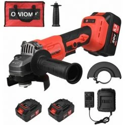 LIFCAUSAL Akku-Winkelschleifer, 20 V, Elektrischer Winkelschleifer, 100 Mm, 10000 U/min, Bürstenloser Motor, 2 Positionen, Verstellbarer Hilfsgriff, Aufbewahrungstasche, Tragbarer Elektrischer Schleifer (EU-Stecker)