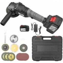 LIFCAUSAL 21 V Bürstenloses Winkelschleifer-Werkzeug Mini-Hand-Akku-Polierschneidemaschine 100 Mm Variable Geschwindigkeit 4,0 Ah Lithium-Ionen-Elektro-Hochleistungs-Metallschneider Mit Seitlichem Griff - EU-Stecker 398TV (4,0 Ah) Akku 2St