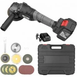 LIFCAUSAL 21 V Bürstenloses Winkelschleifer-Werkzeug Mini-Hand-Akku-Polier-Schneidemaschine 100 Mm Variable Geschwindigkeit 6,0 Ah Lithium-Ionen-Elektro-Hochleistungs-Metallschneider Mit Seitlichem Griff - EU-Stecker 528TV (6,0 Ah) Batterie 1 Stk