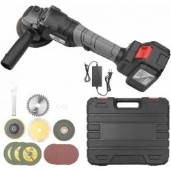 LIFCAUSAL 21 V Bürstenloses Winkelschleifer-Werkzeug Mini-Hand-Akku-Polier-Schneidemaschine 100 Mm Variable Geschwindigkeit 4,0 Ah Lithium-Ionen-Elektro-Hochleistungs-Metallschneider Mit Seitlichem Griff - EU-Stecker 398TV (4,0 Ah) Batterie 1St