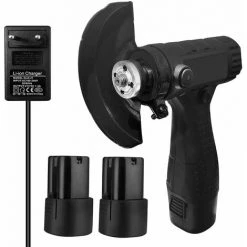 LIFCAUSAL Mini-Akku-Winkelschleifer Schleifwerkzeuge Haushalts-Handpolier-Trennwerkzeug (Schwarz-EU-Stecker-16,8 V, Zwei Batterien)