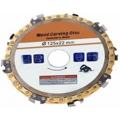 LIFCAUSAL 125 Mm Gelbe Ketten Verschleißfester 9-Tonnen-Edelstahl-Holzbearbeitungsscheibe, Nutmaschine, Kettenscheibe, Holzschnitz-Trennscheibe Für Typ 125, Winkelschleifer, Schnitzform, Schneiden (mehrfarbig) -Winkelschleifer Verkaufe 67221847 5