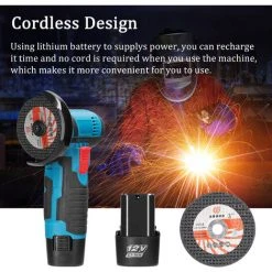 LIFCAUSAL 12 V Winkelschleifer Tragbare Elektrische Schleifmaschine Keramikfliesen Holz Multifunktions Polieren Schleifen Schneidemaschine Heimwerkerarbeiten Heimwerker Wiederaufladbarer Winkelschleifer Mit 2 Trennscheiben Zwei Batterien Und Eine Ladung -Winkelschleifer Verkaufe 68339913 5