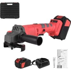 LIFCAUSAL Akku Elektrischer Winkelschleifer Werkzeug Tragbarer Schleifer Wiederaufladbarer 21 V Akku-Handheld 9000 U / Min 3-Gang-Einstellung Lithium-Ionen-Akku 3Z11 + 4G21 + 4E51