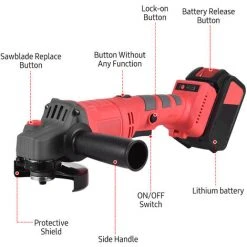 LIFCAUSAL Akku Elektrischer Winkelschleifer Werkzeug Tragbarer Schleifer Wiederaufladbarer 21 V Akku-Handheld 9000 U / Min 3-Gang-Einstellung Lithium-Ionen-Akku 3Z11 + 4G21 + 4E51 -Winkelschleifer Verkaufe 68340112 3